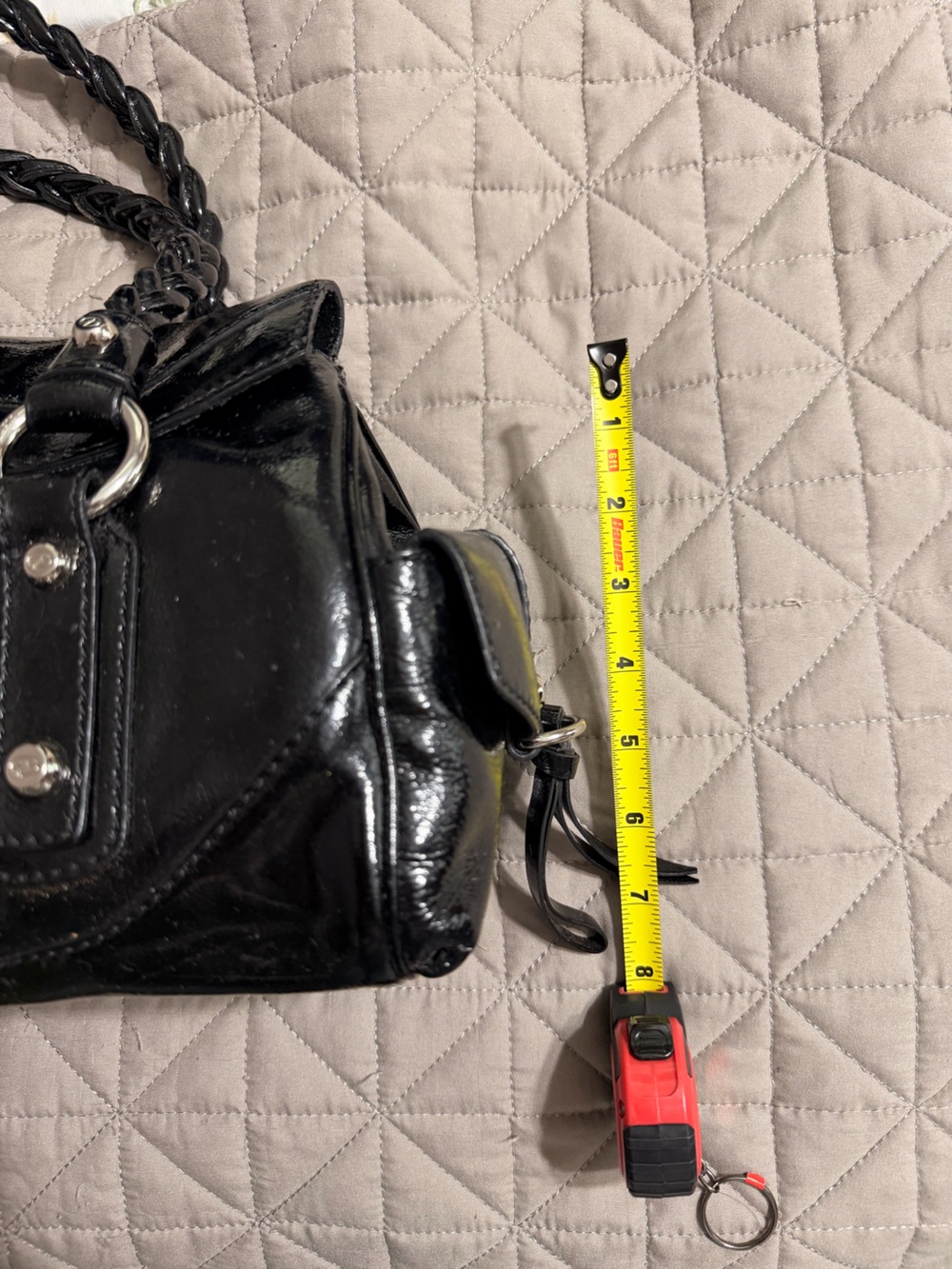 Francesco Biasia Black Patent Leather Braided-Handle Satchel - Picture 12 of 16